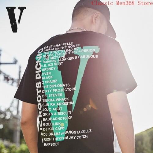 VLONE short-sleeved summer pure cotton loose green big V short-sleeved hip-hop T-shirt for men and women