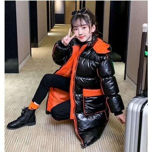 Waterproof Shiny Girls Outerwear Coat 3-14 Years Kids Teenage Girl Parka 2020 30 Degree Russian Winter Jacket For Girls