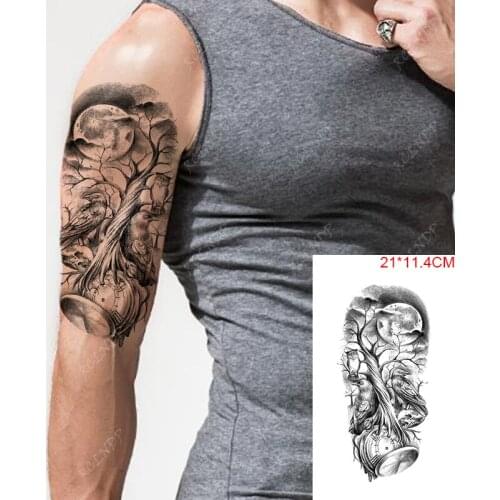 Waterproof Temporary Tattoo Stickers Forest Moon Gothic Skeleton Bones Fake Tatto Flash Tatoo Stickers Art for Women Men