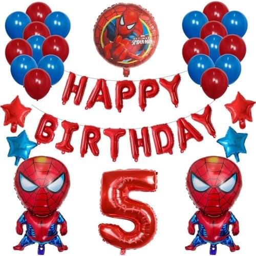 41Pcs/Set Spiderman Iron Man Balloon Number Foil Balloons Super Hero Birthday Party Decoration Childrens Cartoon Kids Toy Gift