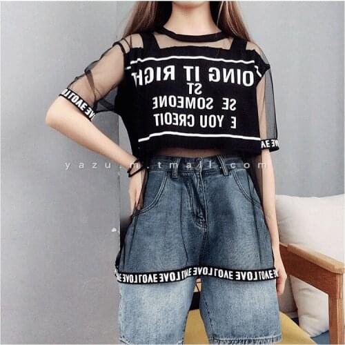 Women Sexy Transparent Summer Tops Ladies Short Sleeve Loose T-Shirts Woman Tee Shir Camisetas Mujer Fashion Hollow Out T Shirt