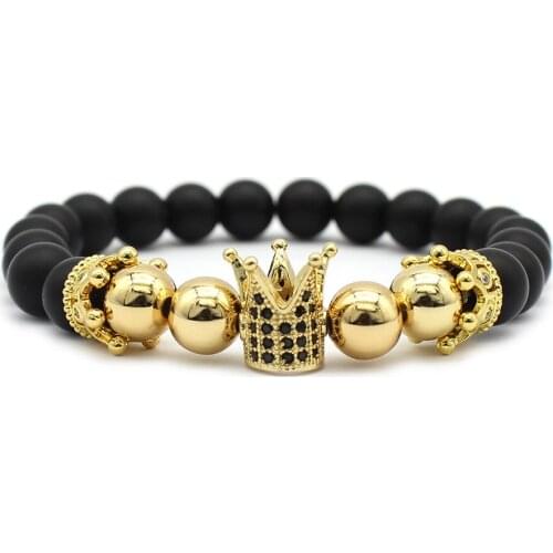 Scrub Energy Bead Bracelet Femme Vintage Lava Micro-inlaid Double Copper Beads CZ Stone Fashion Charms Bracelet Men