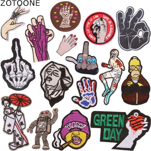 ZOTOONE Finger Robot Iron on Patches for Clothing Applique Felt Embroidered DIY Stranger Things Sew Clothes Patch Badges Sticker
