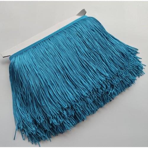 1Meters Beautiful Sky Blue 15CM Long Lace Fringe Trim Polyester Tassel Fringe Trimming Diy Latin Dress Stage Clothe Accessories