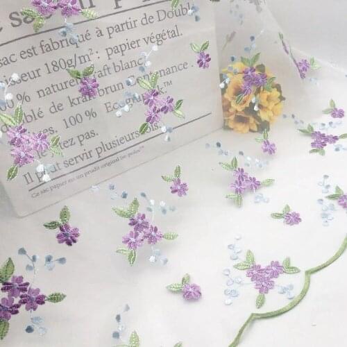 1meter 130cm mesh embroidered tulle lace fabric small floral embroidery cloth diy womens wear childrens dress clothing fabric