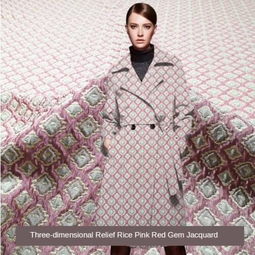 155 * 50cm European and American Gold Lines Diamond Jacquard Windbreaker Fabric Dress Suit Jacket Brocade Brand Fabric