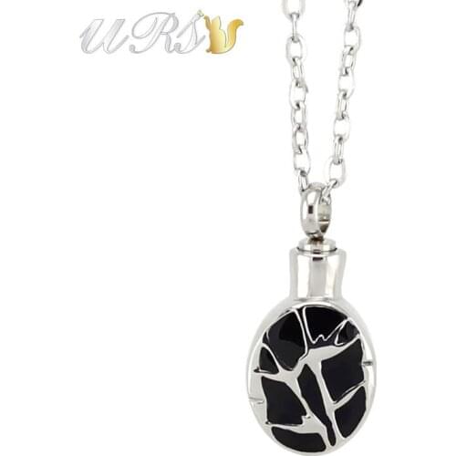 316L stainless steel oval urn cremation jewelry necklace pendant perfume locket with o-shaped chain