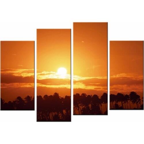 The Dusk Sunset Scenery 4 Pcs Modern Spray Canvas Print Artwork Landscape Pictures to Photo Painting on Canvas Wall Art Unframed