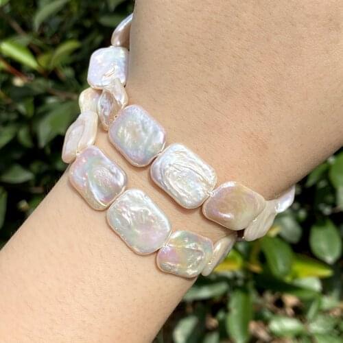 5/10pcs 14*18mm White Natural Freshwater Pearl Flat Square Large Pearl For Jewelry Making Diy Charms Bracelet Accessories