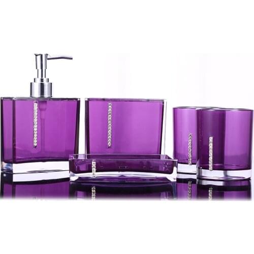 5PC/Set Acrylic Bathroom Accessories Bath Cup Eco-friendly Square Bottle Toothbrush Holder Soap Dish For Traving