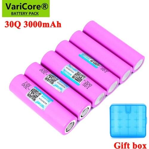 2021 New 30Q 18650 3000mAh Rechargeable battery INR1865030q 3.6V discharge 20A Max 35A Power batteries with BOX