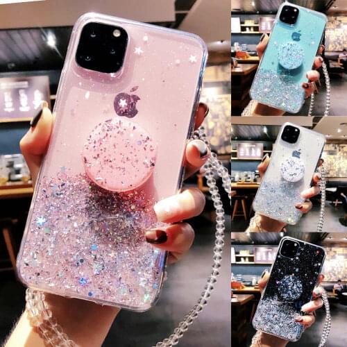 Bling Glitter Case Voor Iphone 12 Pro Max 11 Pro 11 Xs Xr Xs Max 6 S 6 8 Plusslim Case Met Standhouder Telefoon Gevallen Socket