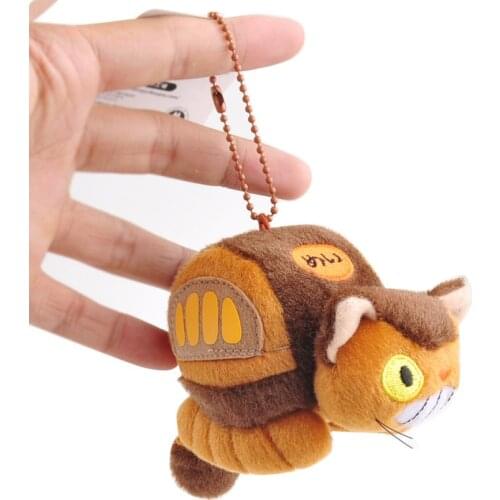 Cute Cartoon Anime cute Bus Cat Keychain Pendant Doll Soft Plush Animal Toys Kawaii Stuffed Pillow Baby Gift 12cm
