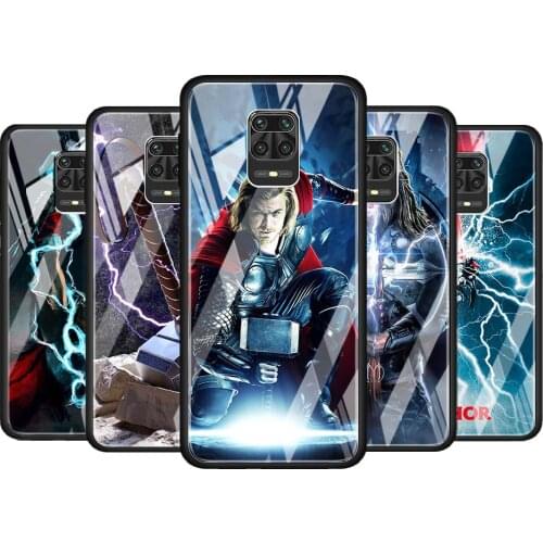 Thor marvel hero for Xiaomi Redmi Note 10 Pro Max 10S 9T 9S 9 8T 8 7 Pro 5G Luxury Tempered Glass Phone Case Cover
