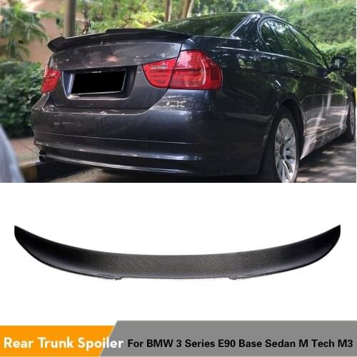 For BMW 3 Series E90 Base Sedan M Tech M3 2005 - 2012 Carbon Fiber Rear Trunk Spoiler Wing Boot Lip