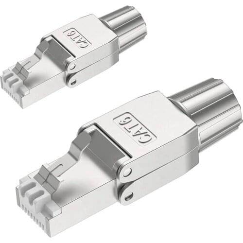 For RJ45 CAT6 Connectors Tool Free Shielded Toolless Modular Network Plug for Installation Cable 2 Pack