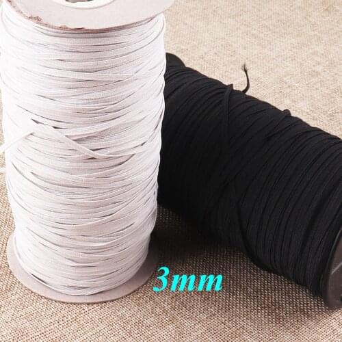 10M Elastic Cord Band,3mm WHITE/BLACK Nylon Flat Elastic Cord Stretch String,Elastic Rope soft elastic Band rubber cord 1/8"