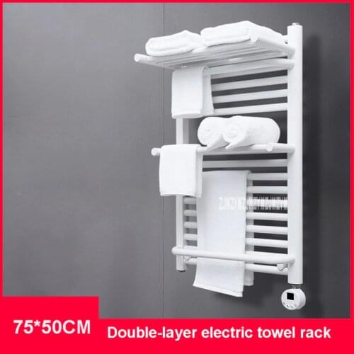 G03 Electric Heating Towel Rack Double Layer Smart Temperature Control Home Bathroom Towel Rack Electric Heated Towel Rail 220V