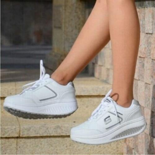 Ladies White Sneakers Platform Wedges Trainers Women bambas mujer Basket Femme Casual Shoes tenis feminino Womens Shoes