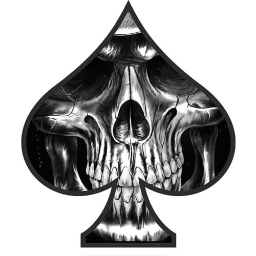 Hot Sell Personality Ace of Spades Skull Car Sticker Accessories Vinyl PVC 17cm*15cm Motorcycle Waterproof Reflective Decal