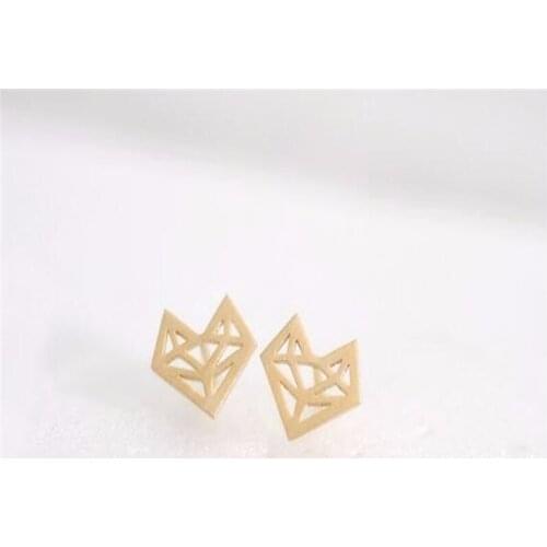 Fashion Cute Small Delicate Origami Fox Earrings For Women Simple the Head of Fox Earrings charm pretty gift jewelry