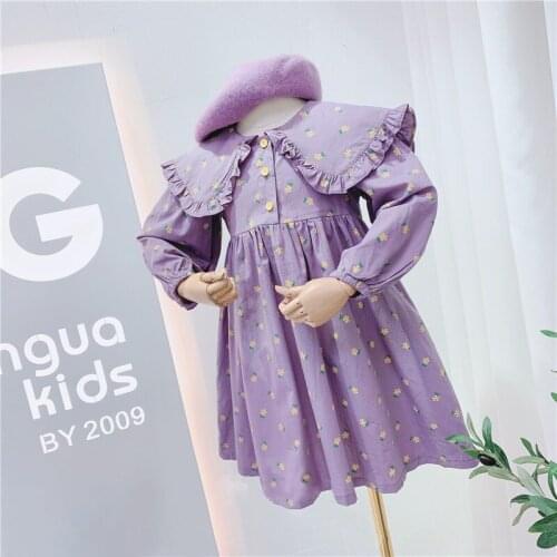 Fall Flower Girls Dresses 2021 New Long Sleeve Cute Toddler Chidlren Costume Autumn Little Girl Clothes Baby Kids Dress Vestidos