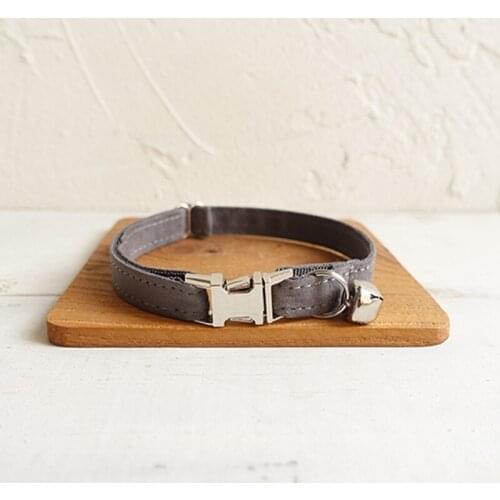 Pet Small Dog Collar Solid THE DEEP GRAY Adjustable Cat Nameplate ID 2 Sizes Poly Satin And Nylon Cat Collar Sash Small Bell