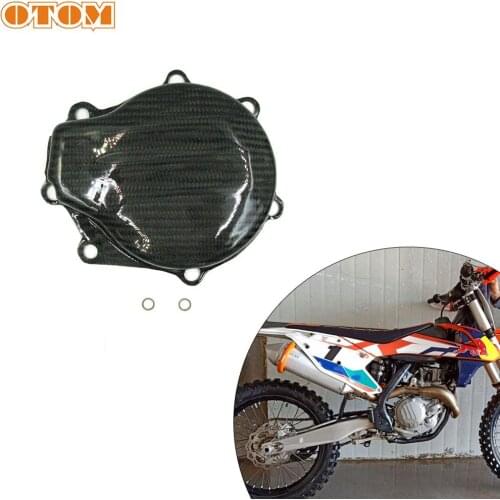 OTOM Motorcycle Black Carbon Fiber Magneto Engine Stator Cover For KTM EXC XCW 450 500 Pit/Dirt Bike Enduro Atomik Magneto Cover
