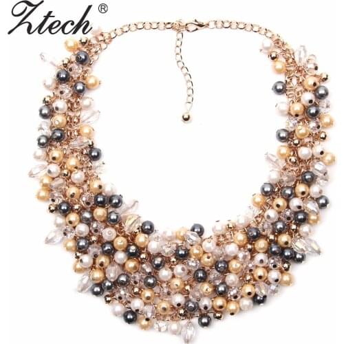 Ztech Jewelry European & American Big Temperament Popular Trendy Palace Beauty simulated pearl Necklace Statement necklace