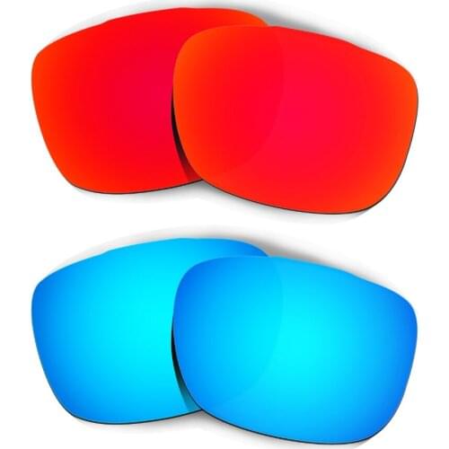 HKUCO For Two Face Sunglasses Polarized Replacement Lenses 2 Pairs Blue & Red