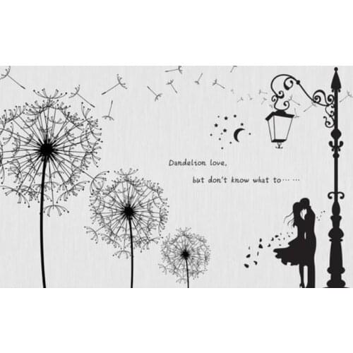 Custom 3d Mural Wallpaper Romantic couple dandelion Wallpaper Mural Painting For Living Room tv background wall