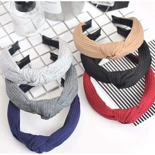 1PC Women Summer Autumn Headband Vintage Cross Knot Elastic Hair Bands Soft Solid Girls Hairband Hair Accessories Korean Fashion
