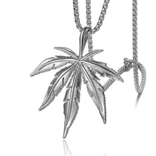 Tide Ins Hip Hop Punk Rock Pendant Jewelry Gifts Wholesale New Temperament Fashion Simple Hemp Leaf Maple Leaf Mens Necklace