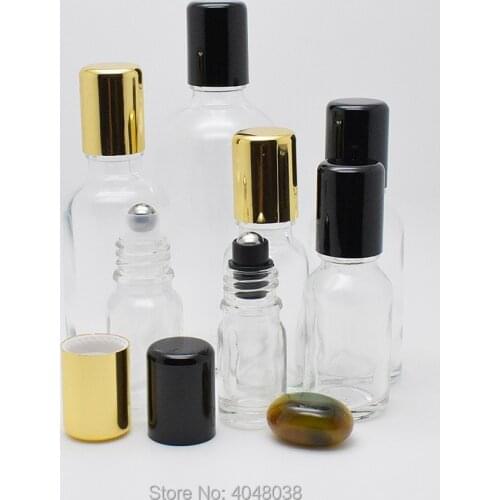 Clear Glass Roll on Bottle Metal Bead Essential oil Bottle 5ml-100ml Cosmetics Container Glass Packaging Bottles10pcs/20pcs/Lot