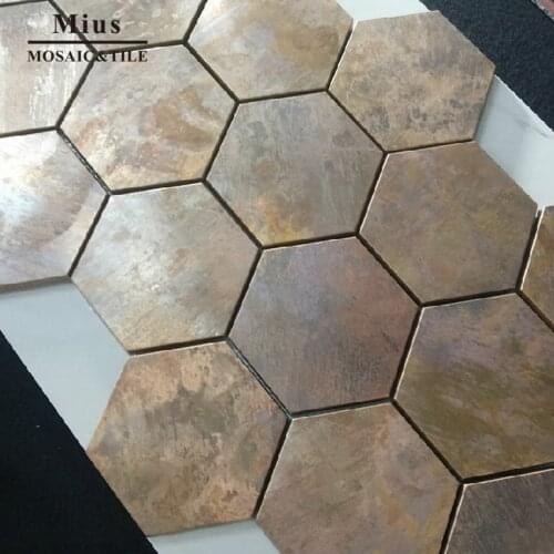 Hexagonal Copper wall tile kitchen backsplash A6YB132