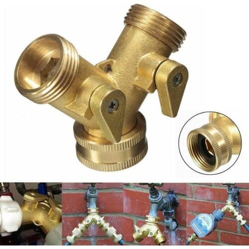 3/4Inch 2-Way Double Garden Brass Tap Water Hose Pipe Splitter Adapter Connector For Outdoor Tap and Faucet Garden Supplies