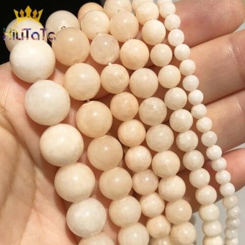 Natural Stone Light Yellow Chalcedony Jades Loose Spacer Beads For Jewelry Making DIY Bracelet Accessories 15'' 4 6 8 10 12mm