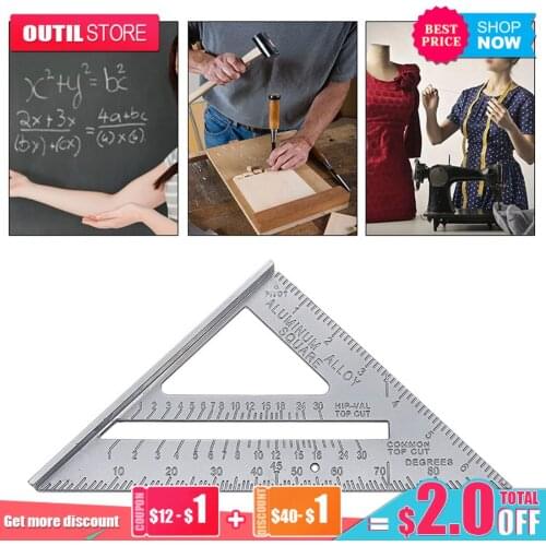 Triangle Measurement Square Ruler Aluminum Alloy Speed Protractor Miter For Carpenter Tri-square Scriber Line Guide Tool