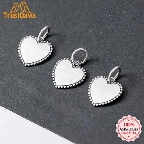 Trustdavis Real 925 Sterling Thai Silver Fashion 2021Romantic Heart Love Charm Pendant Handmade DIY Accessories Wholesale DZ255