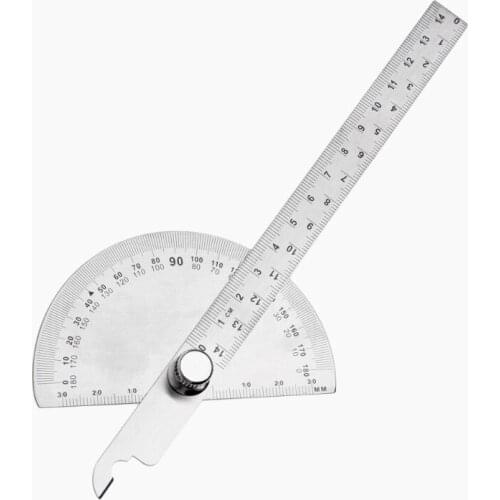 Rotary Protractor 0-180° Angle Ruler Round Head Rotary Protractor Adjustable Universal Stainless Steel Measuring Tool