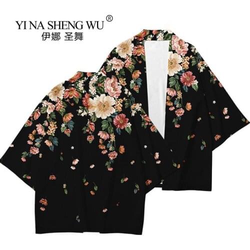 Japanese Kimono Traditional Yukata Fashion Women Japan Cardigan Coat Kimono Female Loose Thin Coat Kimono Cosplay Flowers Top