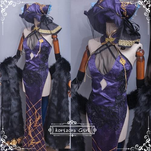 [Customized] Anime Game Azur Lane Cheshire CaitSith Cheongsam Dress Uniform Cosplay Costume Halloween Party Outfit For Women 202