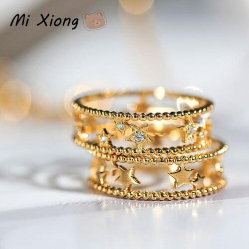 Mi Xiong Unique Star Style 925 Sterling Silver Wedding Rings for Women Engagement Party Elegant Luxury Jewelry Romantic Gift