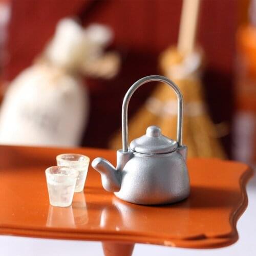 1 Set DollHouse Mini Vintage Kettle Cup Miniature Food Play Scene Kitchen Tools Baby Christmas Gift