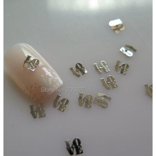 MS326-1 100pcs Silver Cute Love Metal Sticker Nail Art Metal Sticker Nail Art Decoration Non-adhesive Sticker