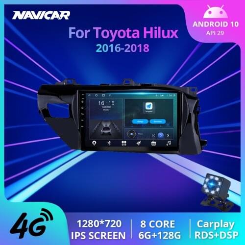 2Din Android 10.0 Car Radio For Toyota Hilux 2016-2018 Stero Receiver GPS Navigation Car Receiver DSP Auto Radio NO 2DIN DVD IGO