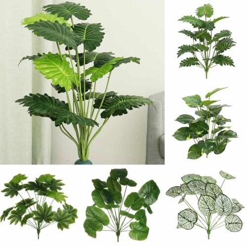 44-77cm Tropical Monstera Large Artificial Palm Tree Branch Plastic Fake Leafs False Turtle Leaf For Home Garden Room Decor