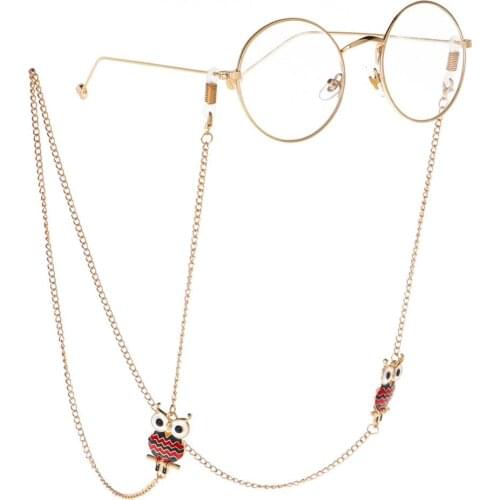 Reading Glasses Chain Handmade Enamel Owl Charm Metal Sunglasses Cords Eyeglass Lanyard Holder Eyewear Neck Straps
