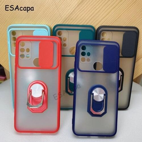 Slide Camera Lens Protection Anti-fall Case For Motorola G10 G20 G30 Transparent Ring Stand Holder Phone Case For Moto G10 Power