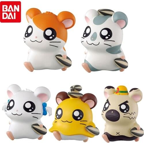 Bandai Genuine Anime Figure Gashapon Trotting Hamtaro Line Up Action Figure Model Cute Gacha Toys Kids Gifts